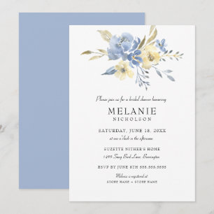 Dusty Blue Cream Floral Bridal Shower invitation