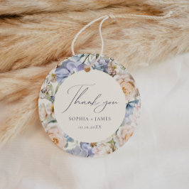 Dusty Blue Cream Floral Wedding Geschenkanhänger