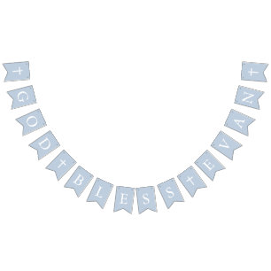 Dusty Blue Croix Blancs Boy Baptism Drapeaux de Bu