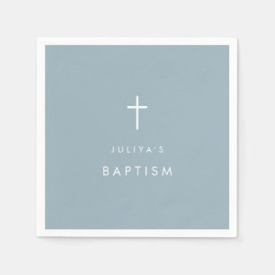 Dusty Blue Cross Baptisc Serviette