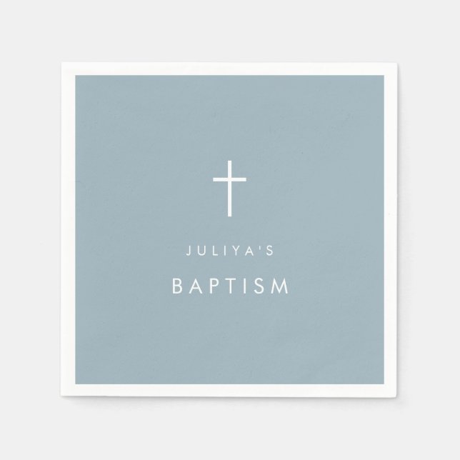 Dusty Blue Cross Baptisc Serviette (Vorderseite)