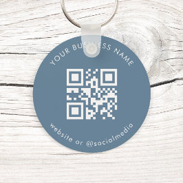 Dusty Blue Custom Business Qr Code Scan Schlüssela Schlüsselanhänger