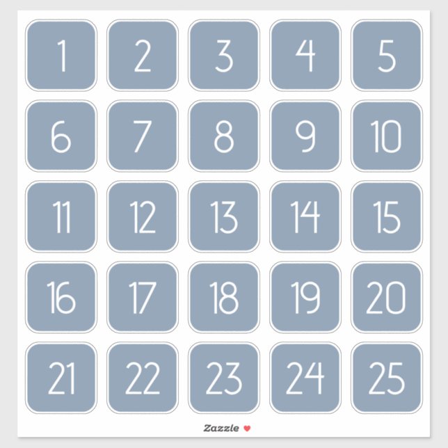 Dusty Blue Customizable Square Number Stickers  (Feuille)