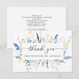 Dusty Blue Dainty Wild Blume Boho Brautparty Dankeskarte