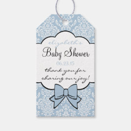 Dusty Blue Damask Baby Shower Guest Fevor Geschenkanhänger