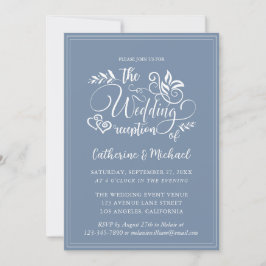 Dusty Blue Decorative Wedding Calligraphy Einladung