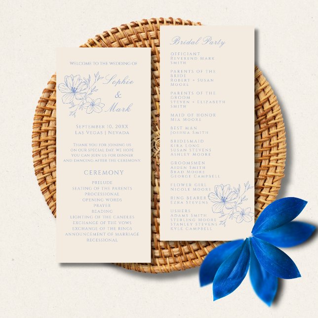 Dusty Blue Delicate Blume Wedding Detail Programm (Von Creator hochgeladen)