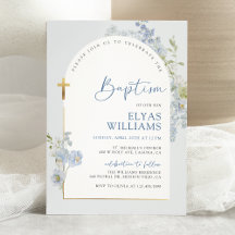 Dusty Blue Delphinium Floral Arched Boy Baptisse