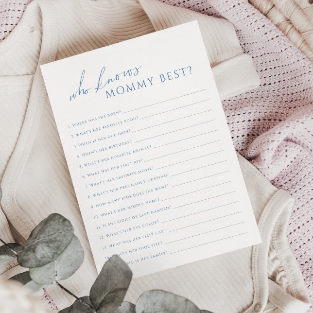 Dusty Blue, der die Mommy Baby Shower Game Card ke Einladung (Von Creator hochgeladen)