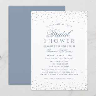 Dusty Blue Diamonds Modern Luxus Brautparty Einladung