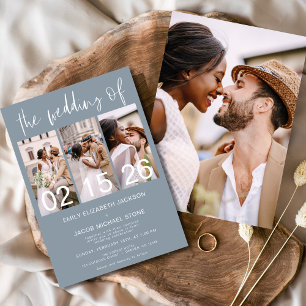 Dusty Blue Die Hochzeit von Foto Einfach Minimalis Einladung