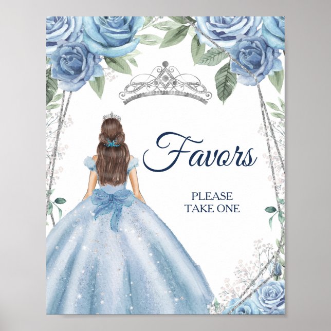 Dusty Blue Dress Quinceañera Favorits Poster (Vorne)