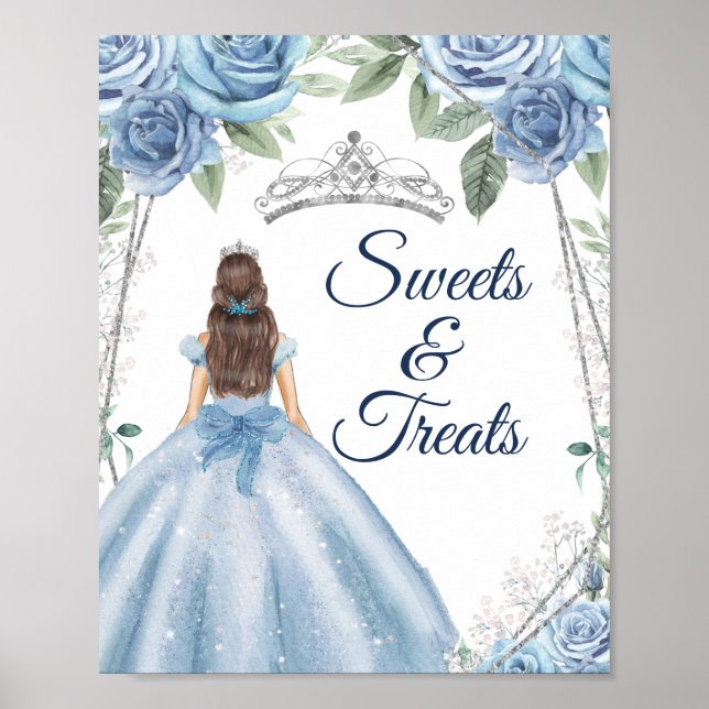 Dusty Blue Dress Quinceañera Süße Leckereien unter Poster (Vorne)