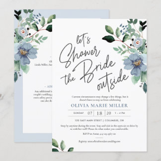 Dusty Blue Drive Par Bridal Shower Invitation