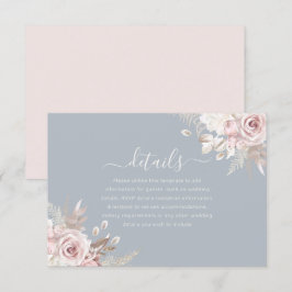 Dusty Blue Dusty Rose Blush Ivory Wedding Details Begleitkarte
