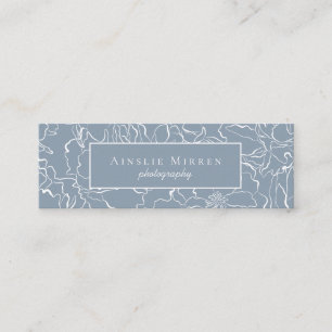 Dusty Blue einfach floral Mini Visitenkarte