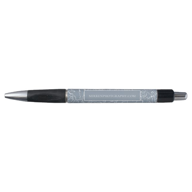 Dusty Blue Einfach floral Personalisiert Kugelschreiber (Vorderseite)