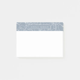 Dusty Blue Einfach floral Personalisiert Post-it Klebezettel