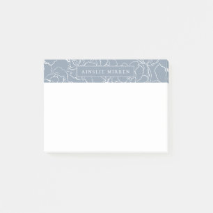 Dusty Blue Einfach floral Personalisiert Post-it Klebezettel