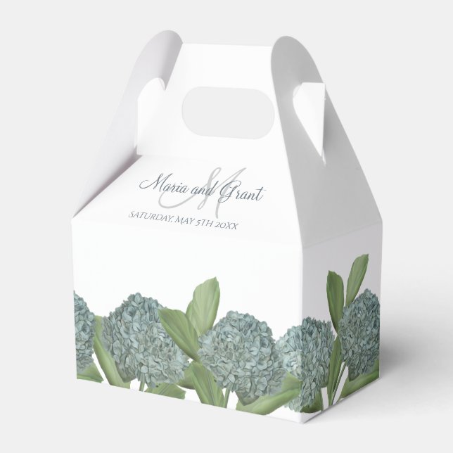 Dusty Blue Elegant Blue Floral Custom Wedding Geschenkschachtel (Vorderseite)