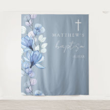 Dusty Blue Elegant Blumen Taufen Foto Hintergrund