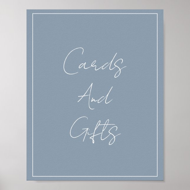 Dusty Blue Elegant Brautparty Wedding Custom Poster (Vorne)