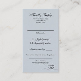 Dusty Blue Elegant Calligraphy Wedding RSVP Card Visitenkarte