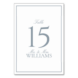 Dusty Blue Elegant Calligraphy Wedding Tischnummer