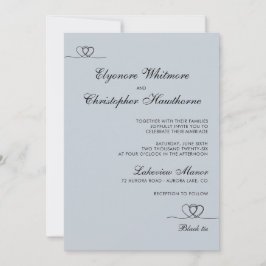 Dusty Blue Elegant Chic Calligraphy Wedding Einladung