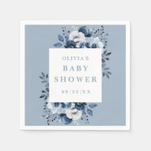 Dusty Blue Elegant Country Floral Baby Dusche