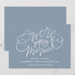 Dusty Blue Elegant Einfache handgeschriebene Kalli Save The Date