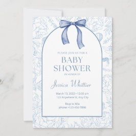 Dusty Blue Elegant Floral Baby Shower Einladung