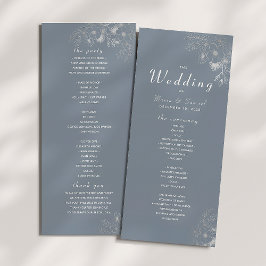 Dusty Blue Elegant Hochzeitsprogramm Programm