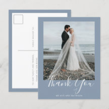 Dusty Blue élégant mariage Merci carte postale