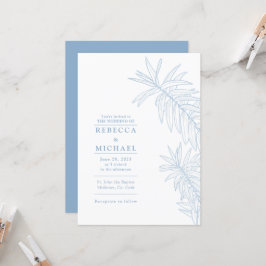 Dusty Blue Elegant Minimalistisch Botanisch Einladung