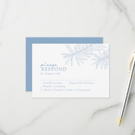 Dusty Blue Elegant Minimalistisch Botanisch RSVP Karte