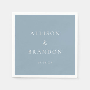 Dusty Blue Elegant Personalisiert Hochzeit Serviette