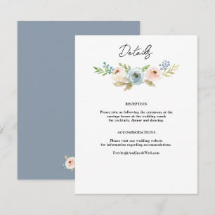 Dusty Blue Elegant Rustikale Hochzeitsfeier Begleitkarte