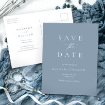 Dusty Blue Elegant Save the Date einfach