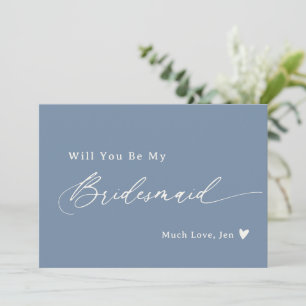 Dusty Blue Elegant Script Bridesmaid Vorschlag Car Einladung