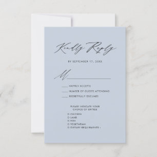 Dusty Blue Élégant Script Minimaliste Mariage RSVP