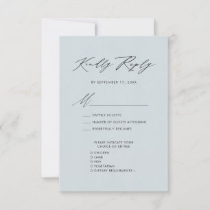 Dusty Blue Élégant Script Minimaliste Mariage RSVP