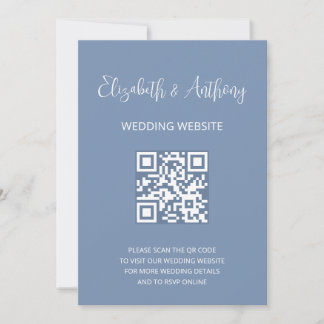 Dusty Blue Elegant Script | QR Code Wedding RSVP Einladung