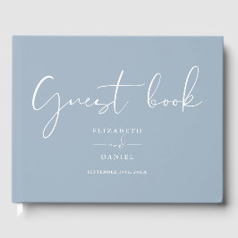 Dusty Blue Elegant Script Wedding Gästebuch