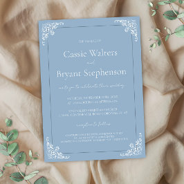 Dusty Blue Elegant Vintage Invitation de mariage