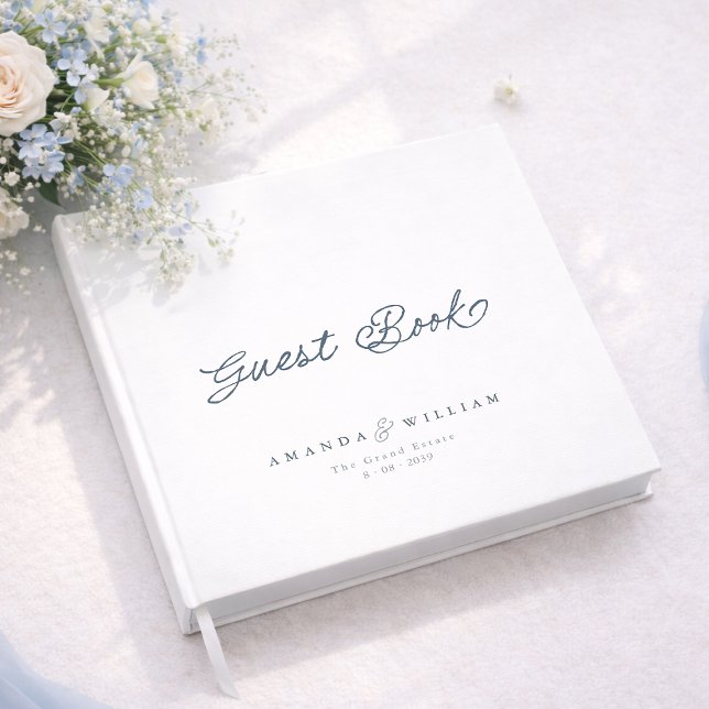 Dusty Blue Elegant Wedding Guest Book with Names Gästebuch (Von Creator hochgeladen)