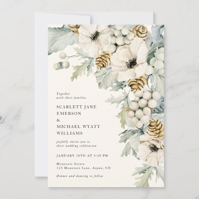 Dusty Blue Elegant Wedding Invitation (Devant)