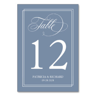 Dusty Blue Elegant Wedding Tischnummer