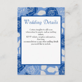 Dusty Blue Elegant White Floral Muster Hochzeit Begleitkarte