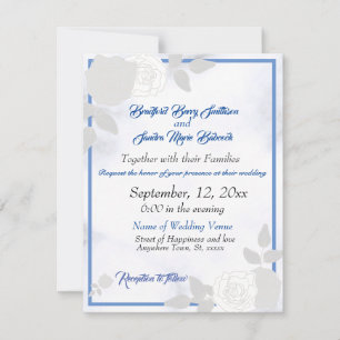 Dusty Blue Elegant White Gray Blumenherz Hochzeit Save The Date